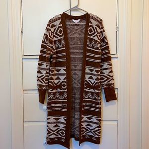 No Boundaries Brown/White Cardigan size S